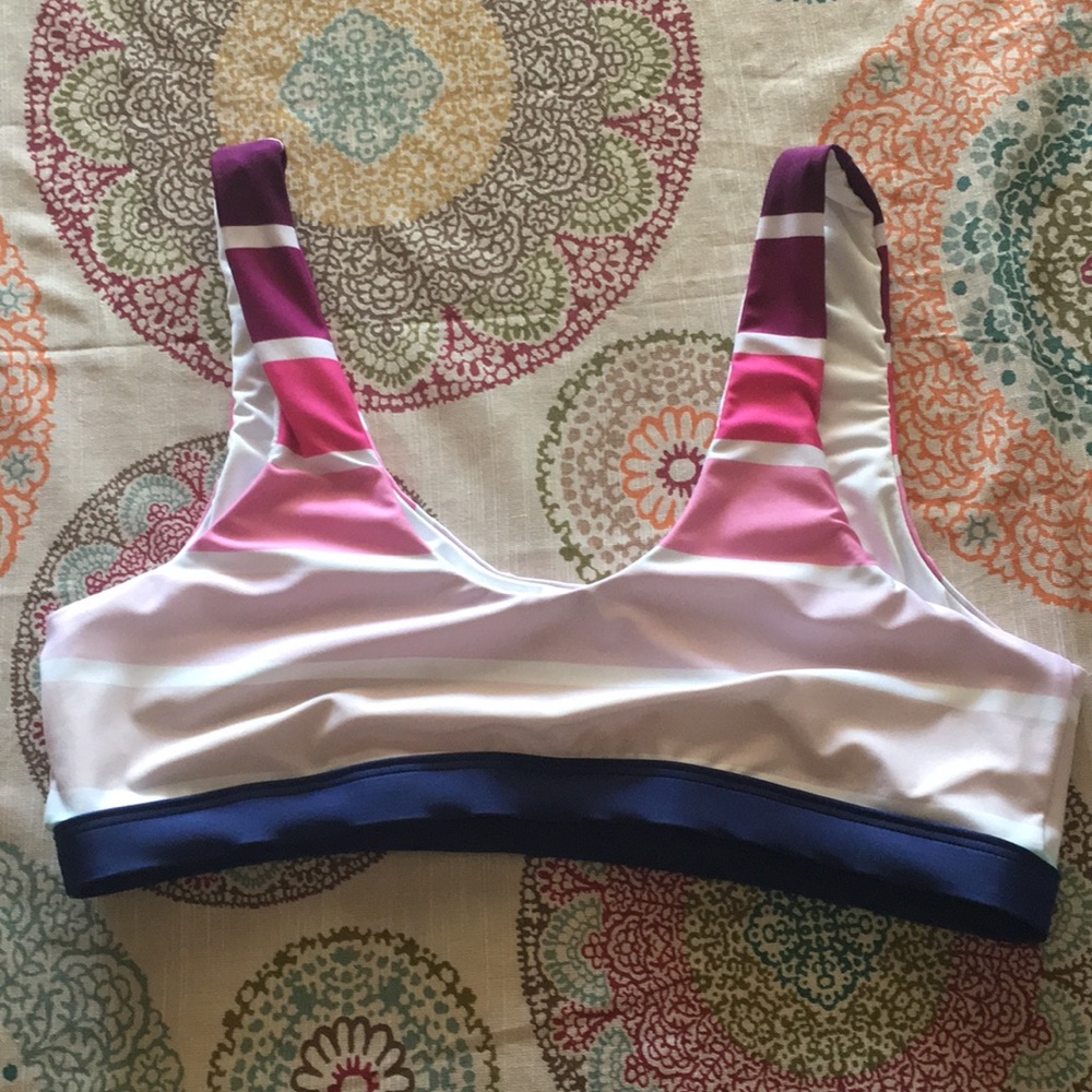 SPLENDID PINK STRIPED BIKINI TOP L NWOT
